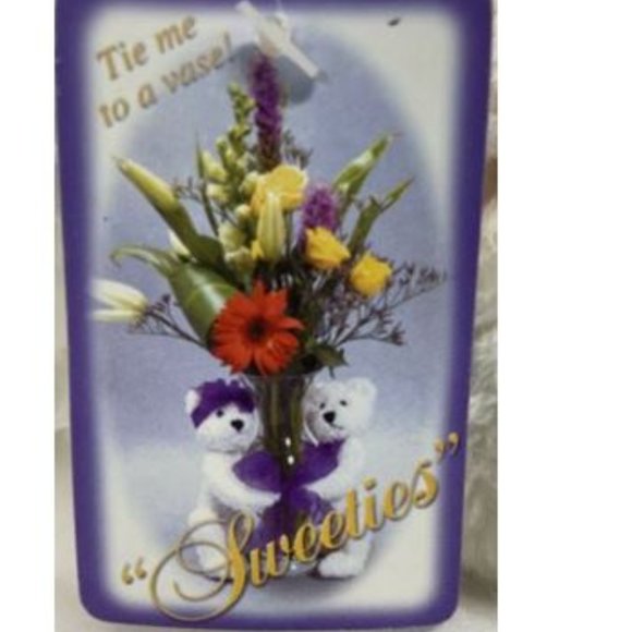 Progressive Plush "Sweeties" Polar Bears Tie-To-Vase w/Flowers 6-14" - Picture 8 of 8